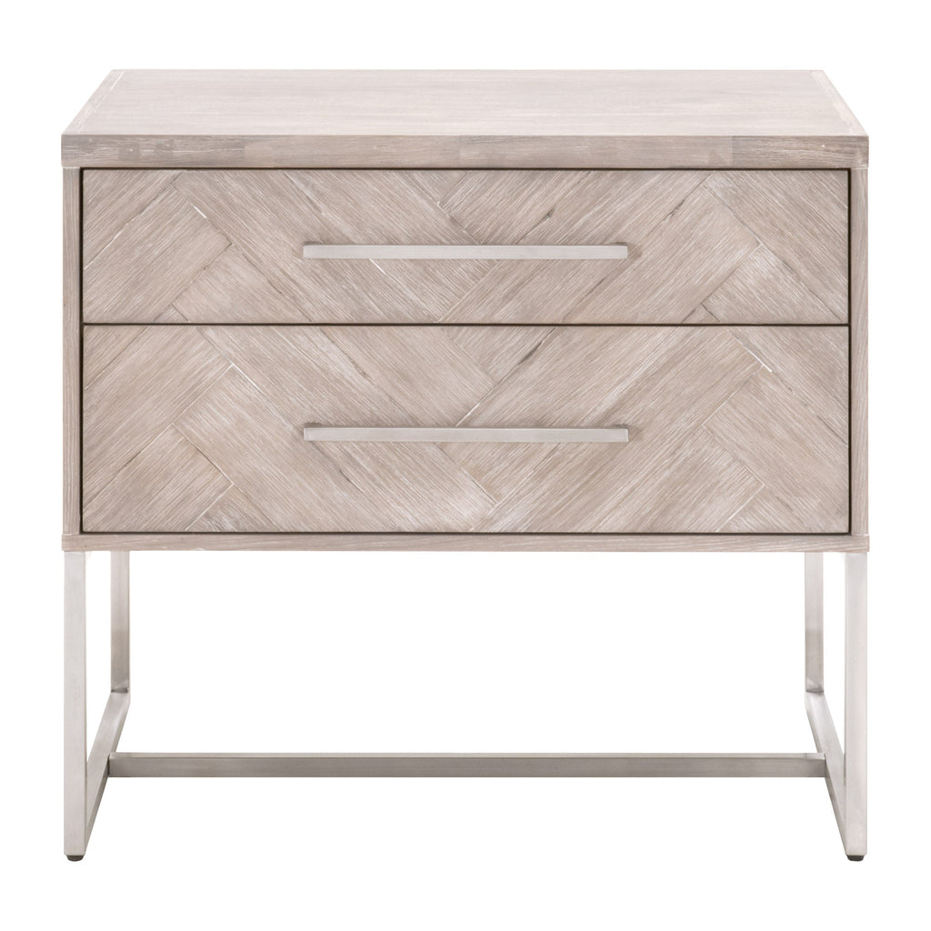 Mosaic 2-Drawer Nightstand, Natural Grey