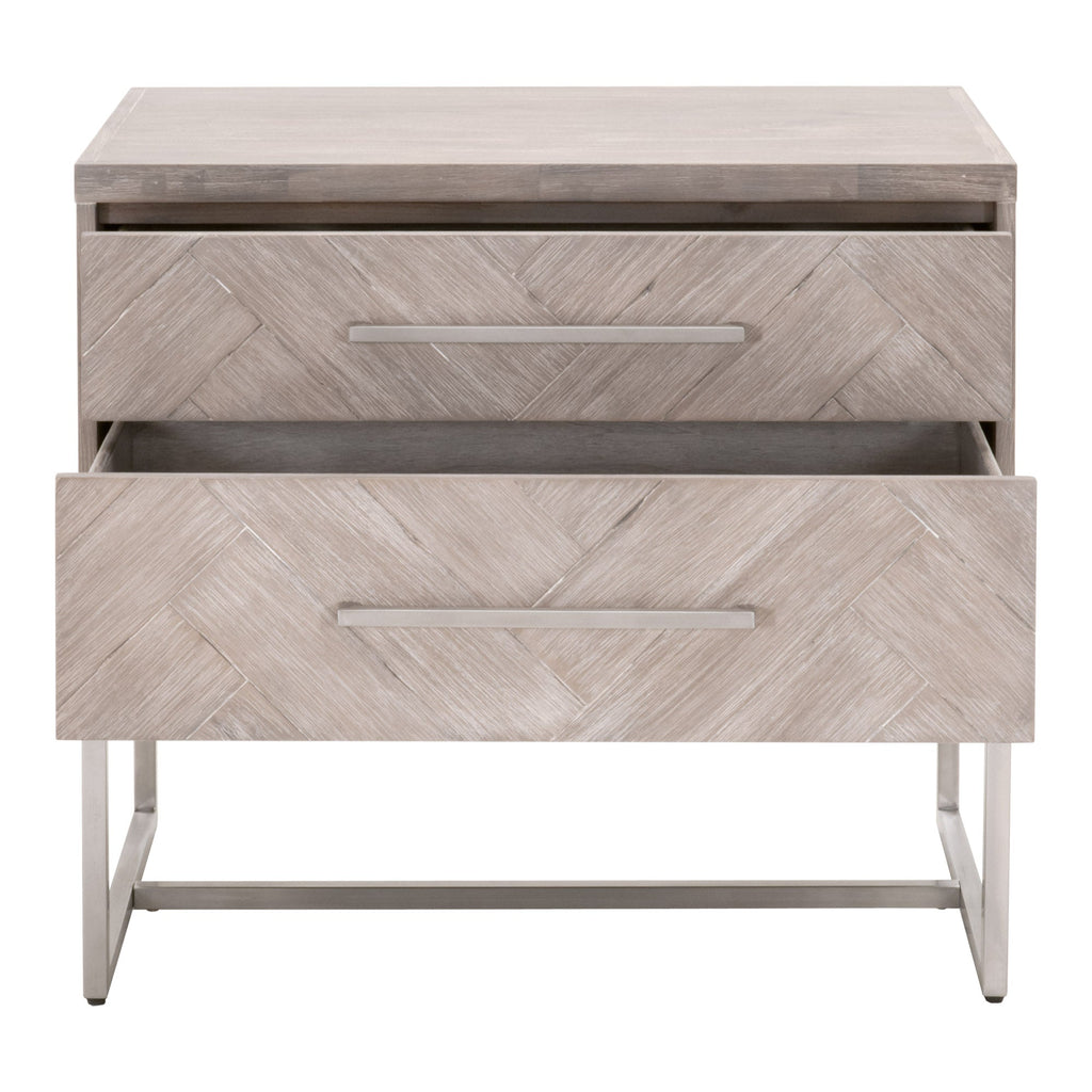 Mosaic 2-Drawer Nightstand, Natural Grey