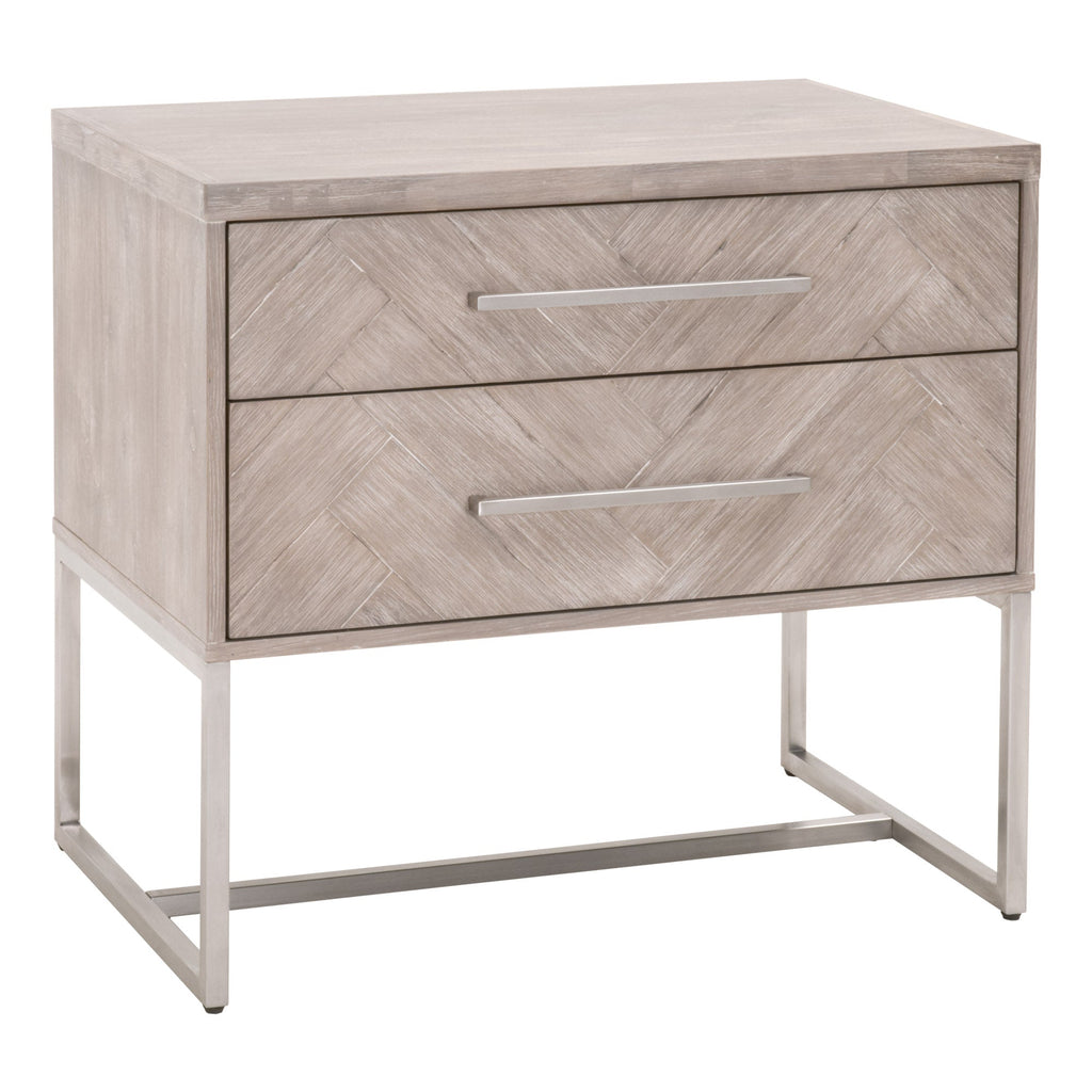 Mosaic 2-Drawer Nightstand, Natural Grey