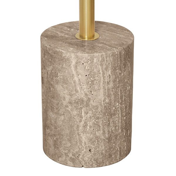 Round Side Table In Travertine With Stainless Steel Pole