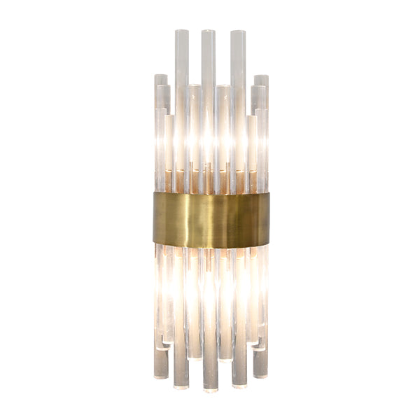 Acrylic Rod Sconce With Antique Brass Band