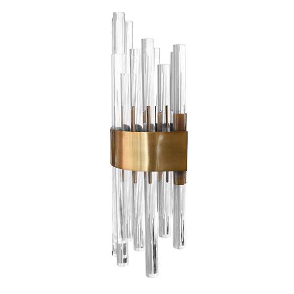 Acrylic Rod Sconce With Antique Brass Band