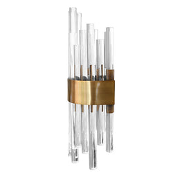 Acrylic Rod Sconce With Antique Brass Band