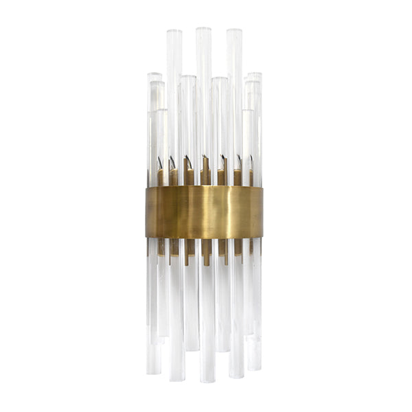 Acrylic Rod Sconce With Antique Brass Band