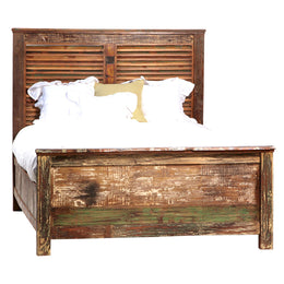 Journee Distressed Painted Reclaimed Mango Wood Queen Panel Bed