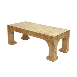 Pagoda Style Coffee Table In Burl Wood