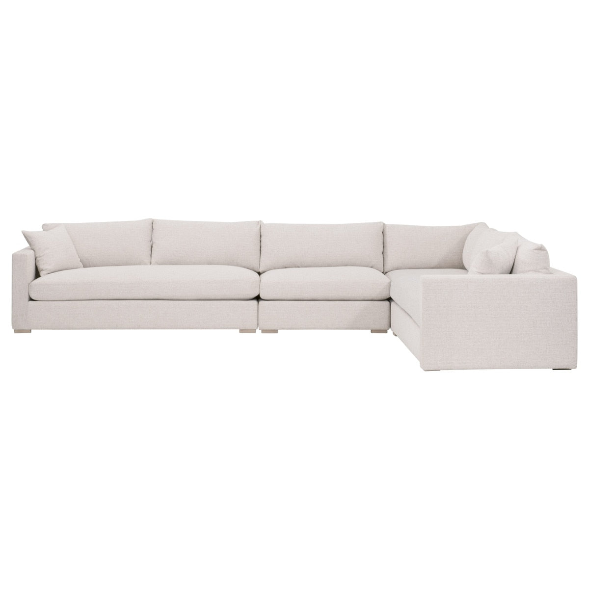 Newport Outdoor Modular Track Arm Sectional, LiveSmart Shapiro Sand, Desert Accoya