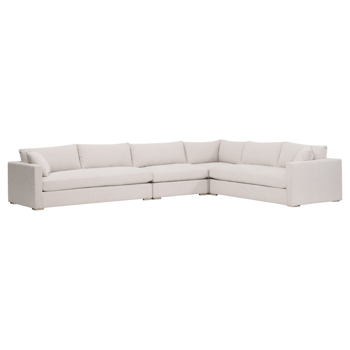Newport Outdoor Modular Track Arm Sectional, LiveSmart Shapiro Sand, Desert Accoya