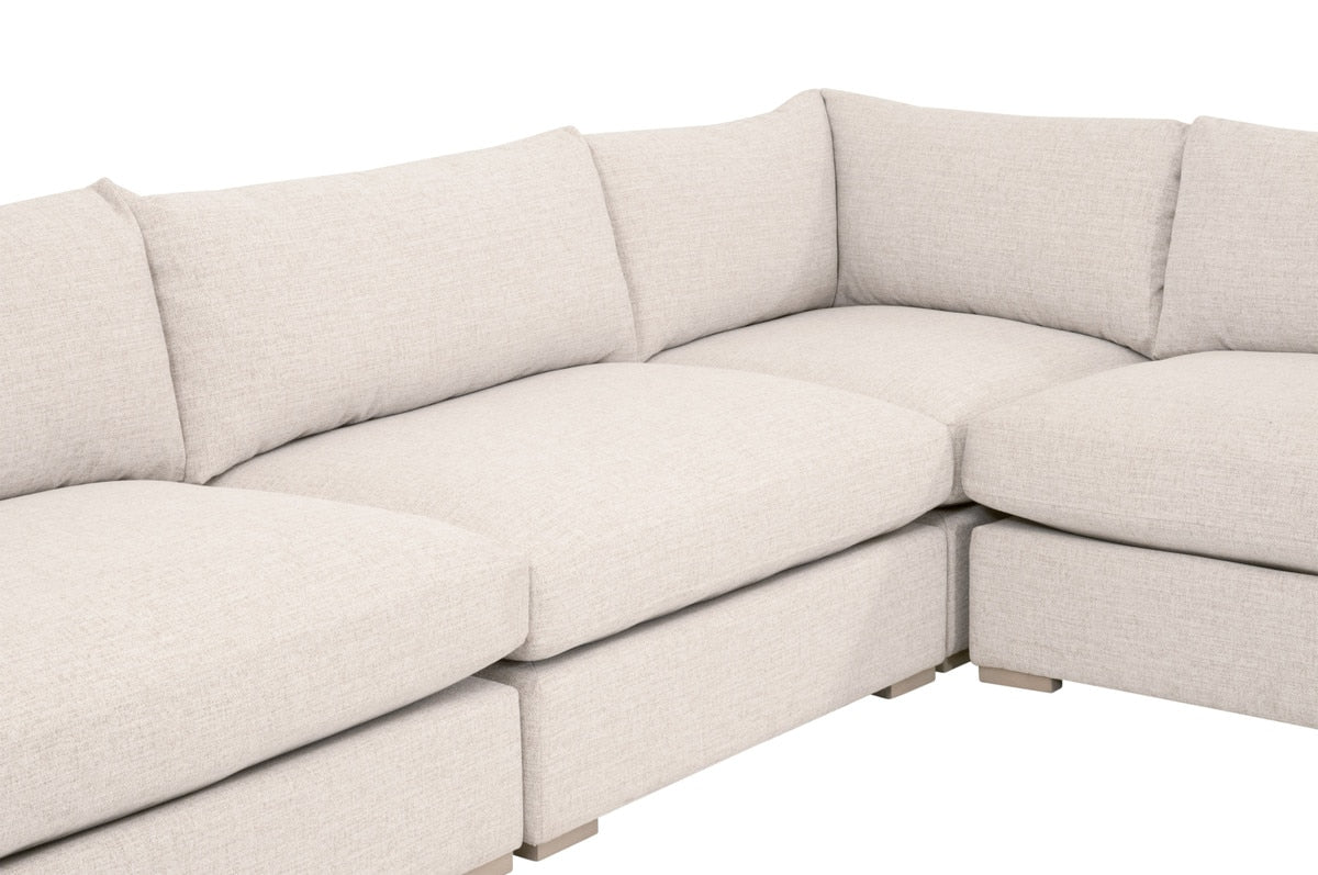 Newport Outdoor Modular Track Arm Sectional, LiveSmart Shapiro Sand, Desert Accoya