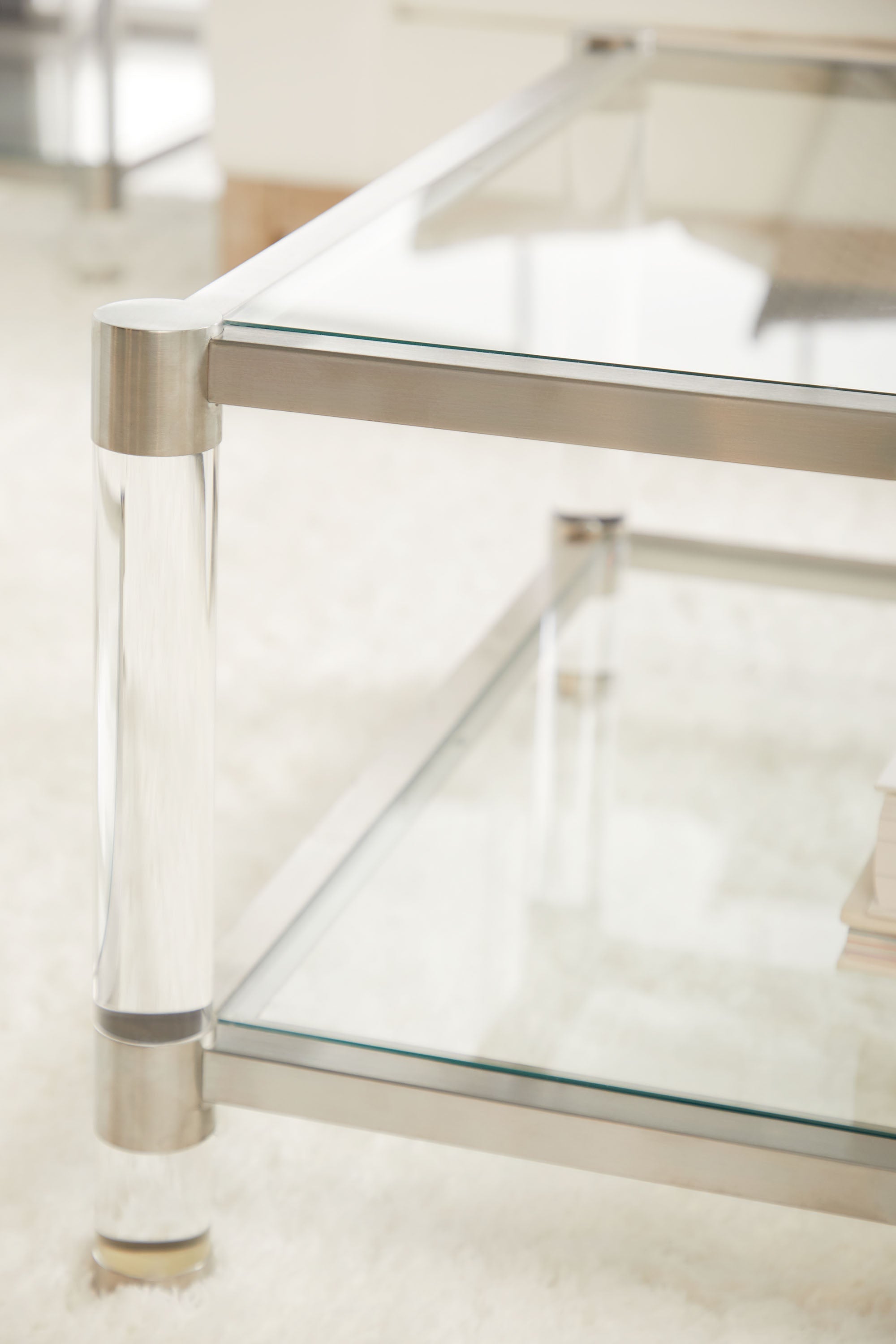Nouveau Coffee Table, Brushed Stainless Steel