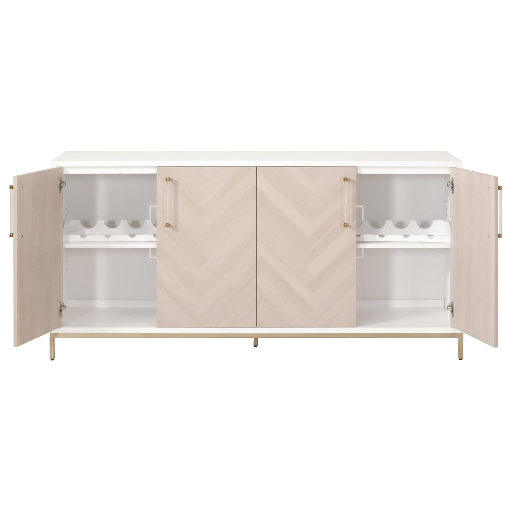 Nouveau Media Sideboard, Brushed Brass