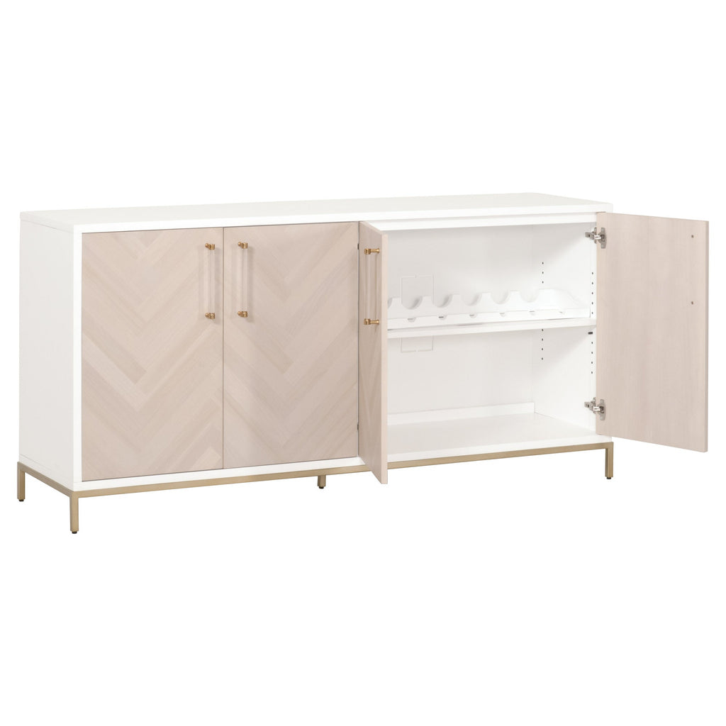 Nouveau Media Sideboard, Brushed Brass