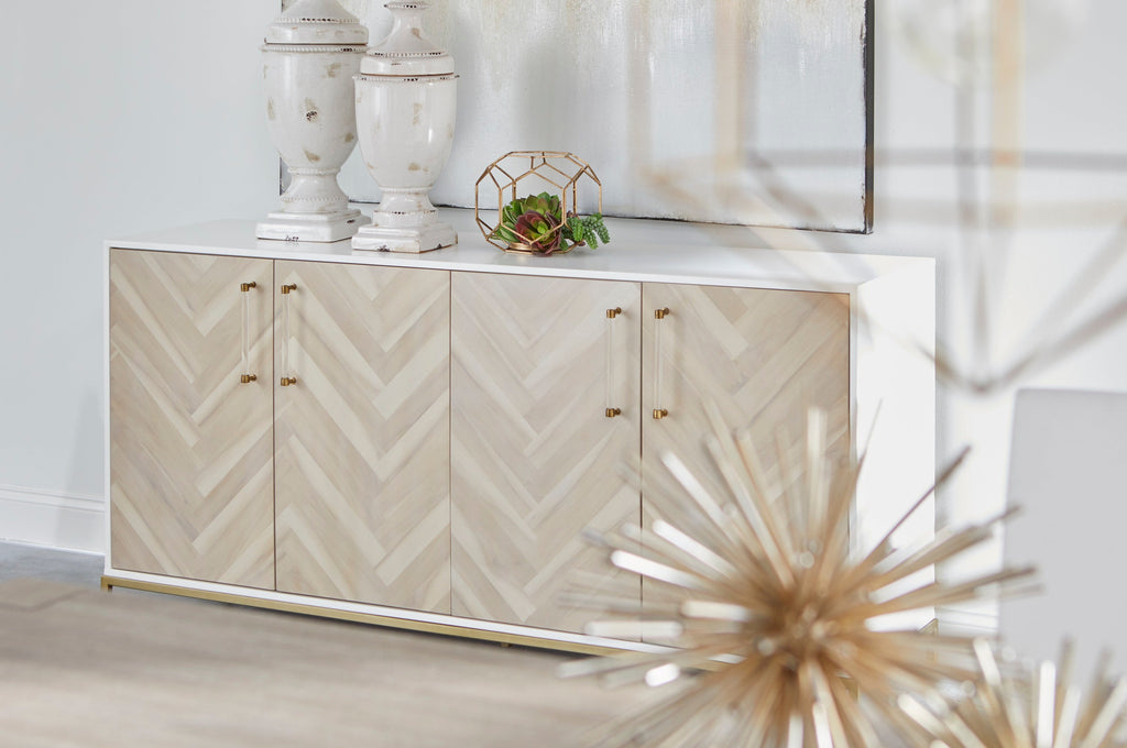 Nouveau Media Sideboard, Brushed Brass