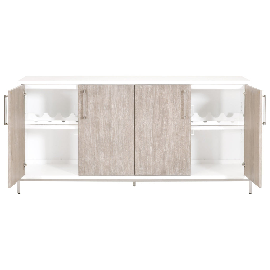 Nouveau Media Sideboard, Brushed Stainless Steel