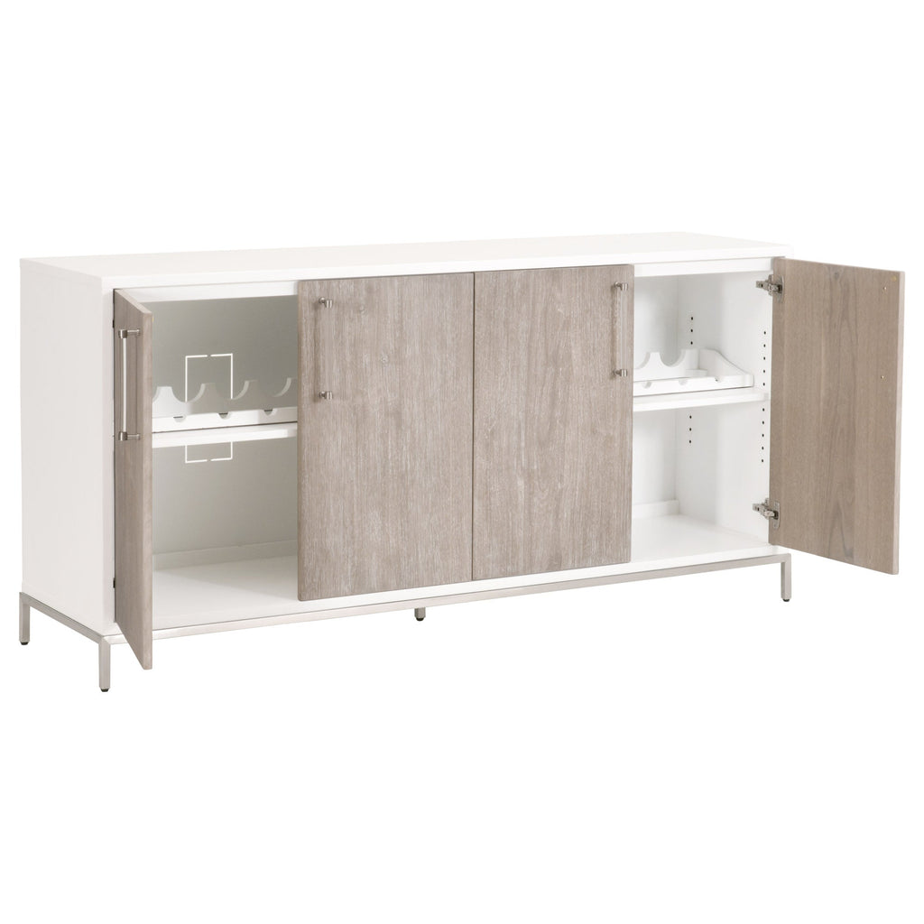 Nouveau Media Sideboard, Brushed Stainless Steel