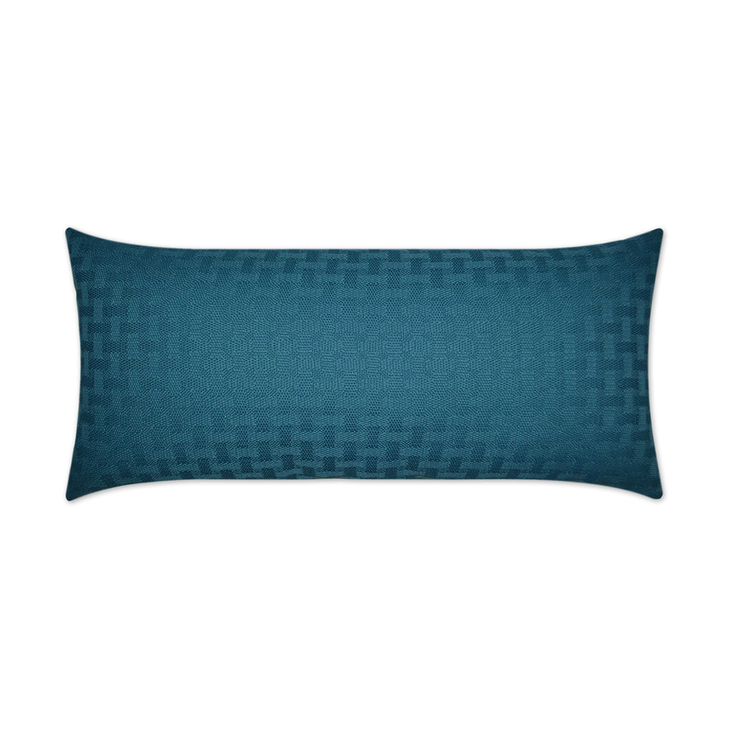 Outdoor Carmel Weave Lumbar Pillow - Turquoise