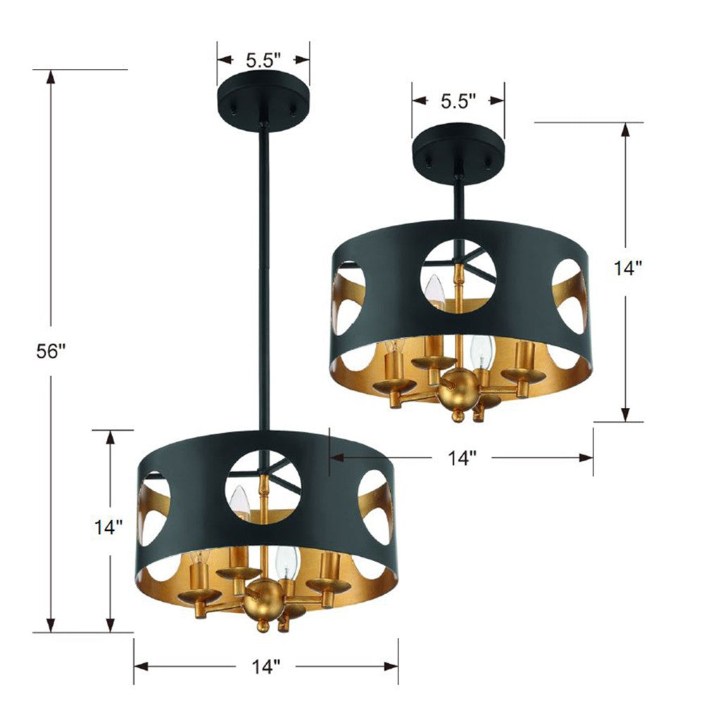 Odelle 4 Light Semi Flush