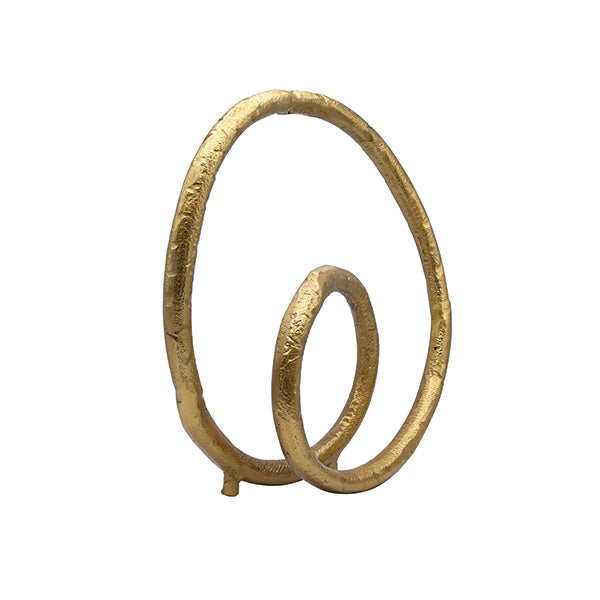 Rounded Metal Loop Sculpture In Textured Brass