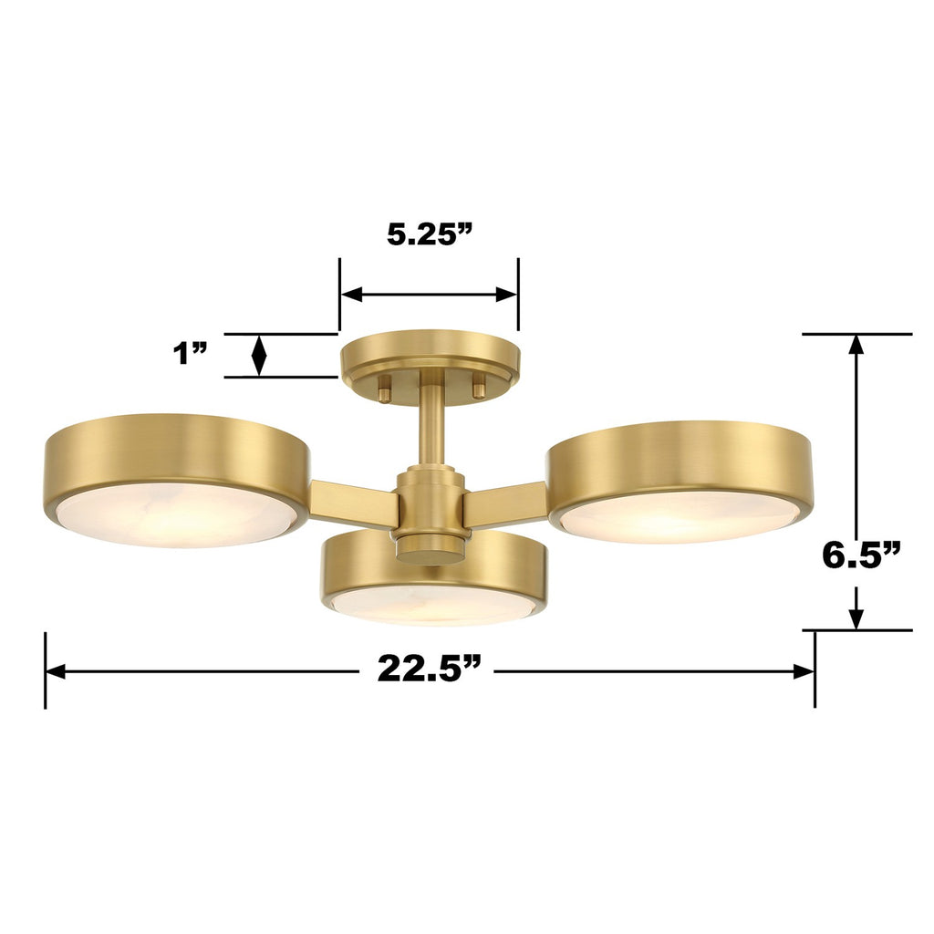 Orson 3 Light Semi Flush