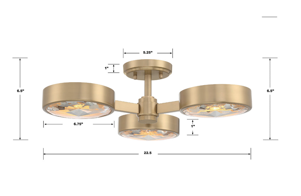 Orson 3 Light Semi Flush