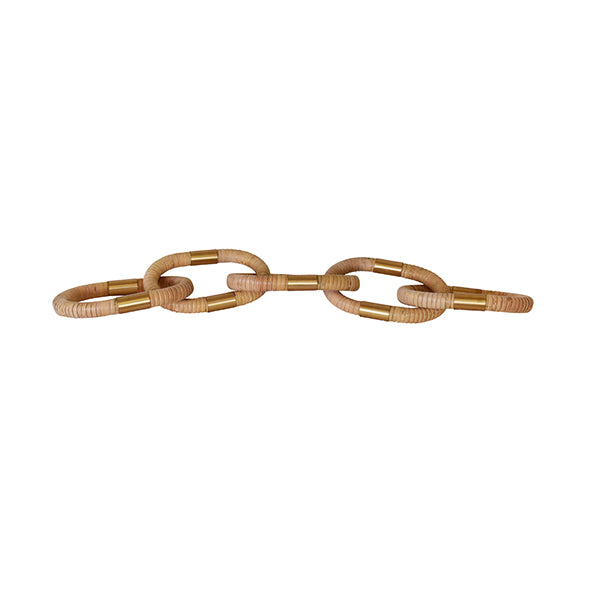 Oval Natural Rattan Decorative Chain With Brass Detail