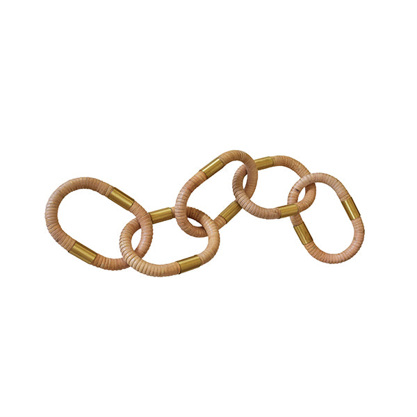 Oval Natural Rattan Decorative Chain With Brass Detail