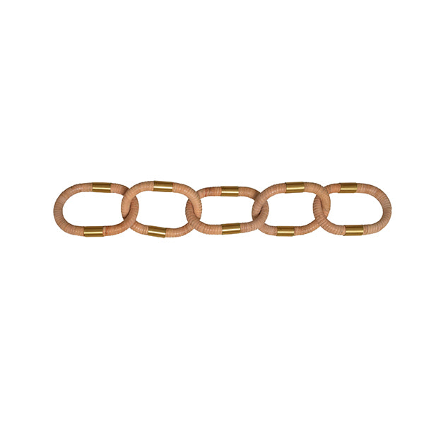 Oval Natural Rattan Decorative Chain With Brass Detail