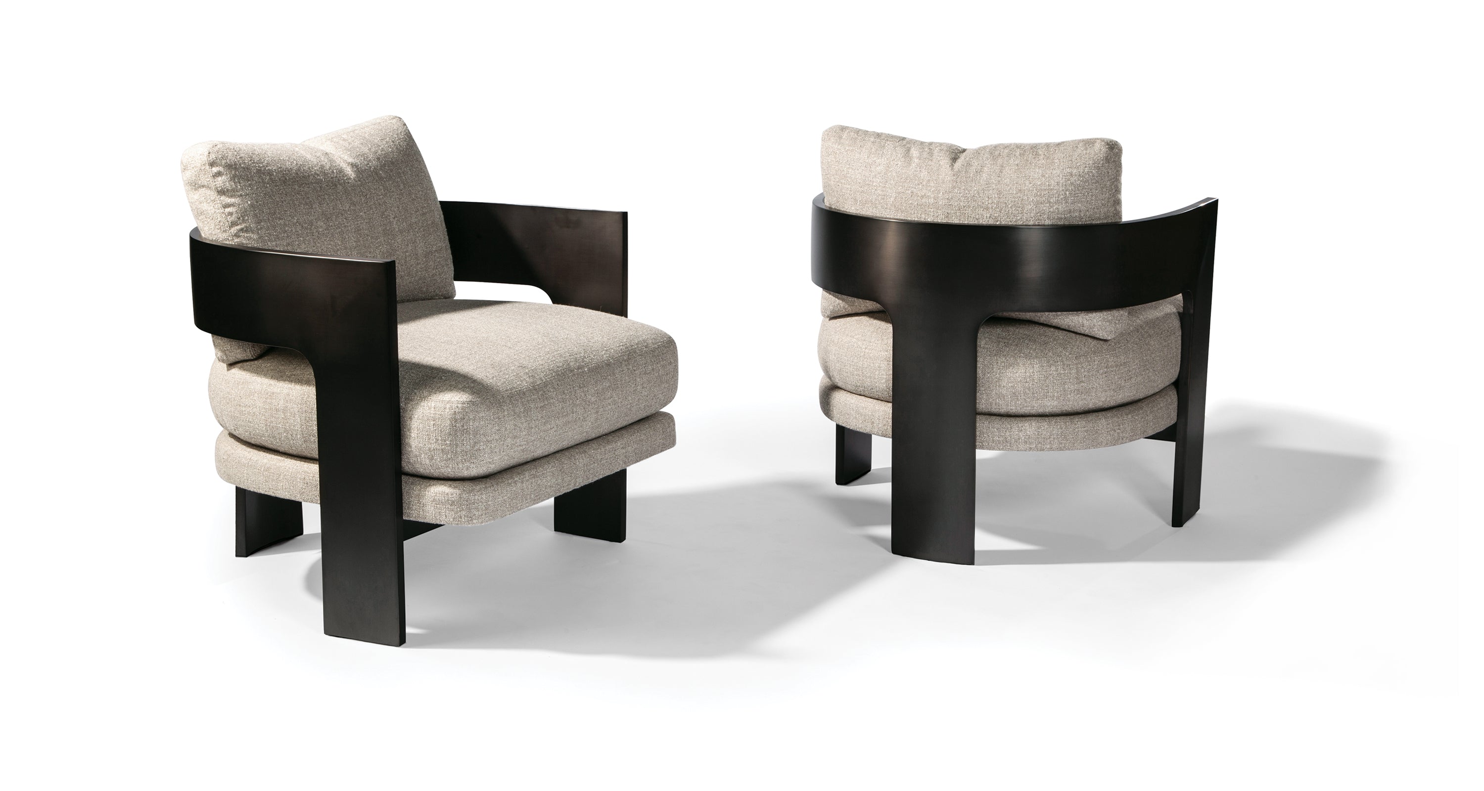 On 3 Lounge Chair In Beige Crypton Performance Fabric With Dark Bronze Frame