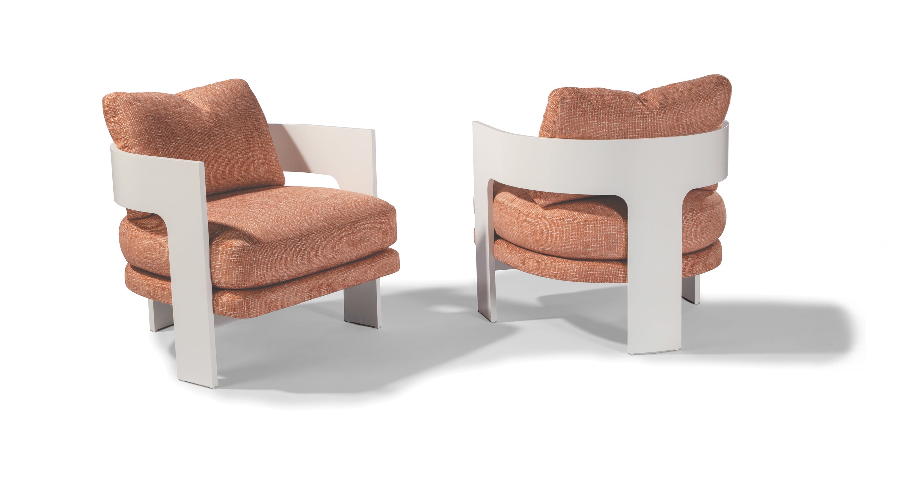 On 3 Lounge Chair In Rust Fabric With White Maple Frame