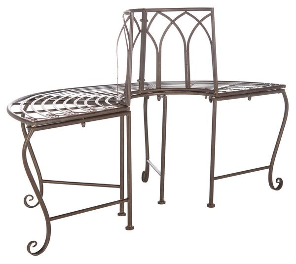 Abia Wrought Iron 50 Inch W Outdoor Tree Bench- Brown