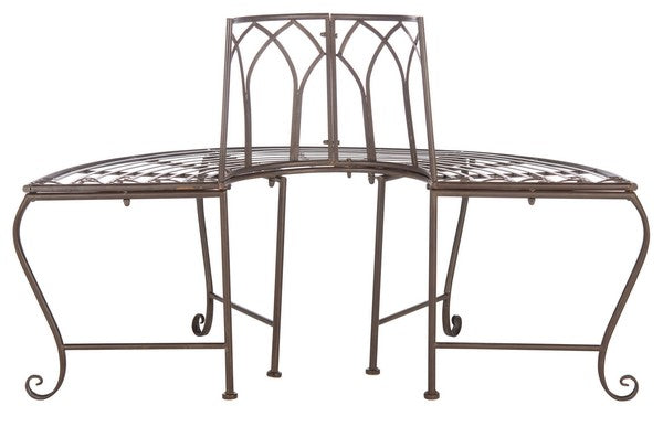 Abia Wrought Iron 50 Inch W Outdoor Tree Bench- Brown