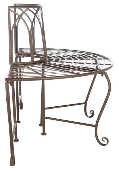 Abia Wrought Iron 50 Inch W Outdoor Tree Bench- Brown