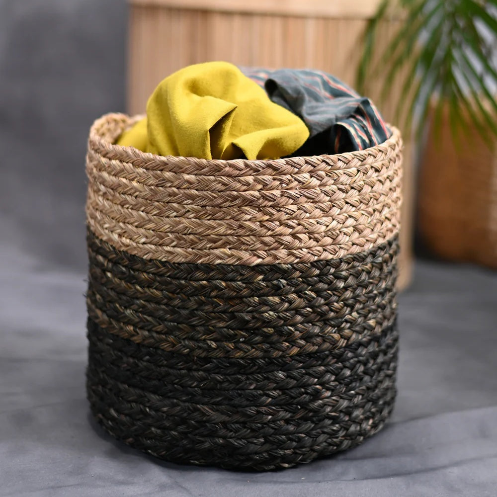 Sabaii Plant Holder Basket Natural And Black