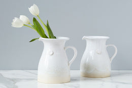 White Handthrown Water Pitcher