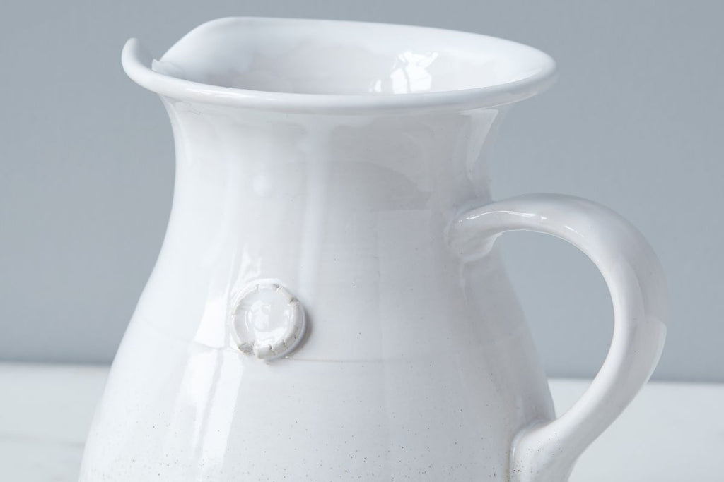 White Handthrown Water Pitcher