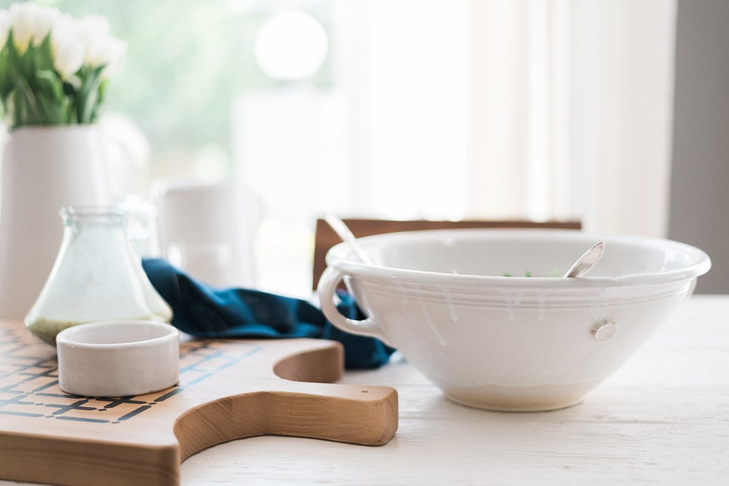 White Handthrown Serving Bowl