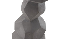 Faceted Rock Column Sculpture, Gray