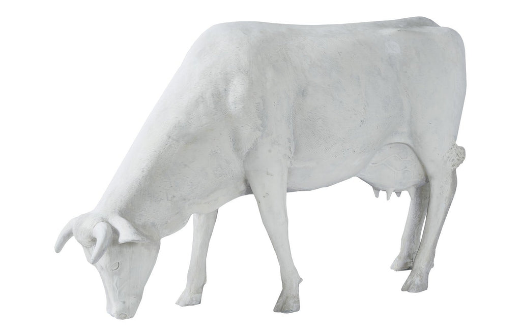 Life Size Cow, Grazing, Off White