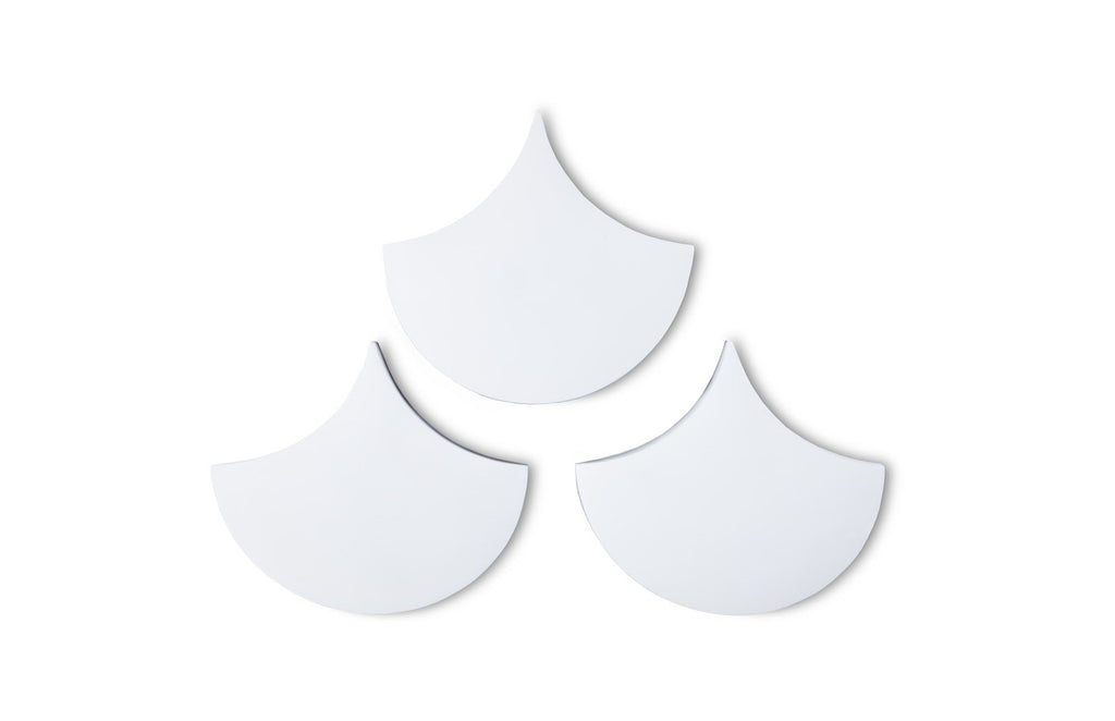 Scales Wall Tiles, Glossy White, Set of 3