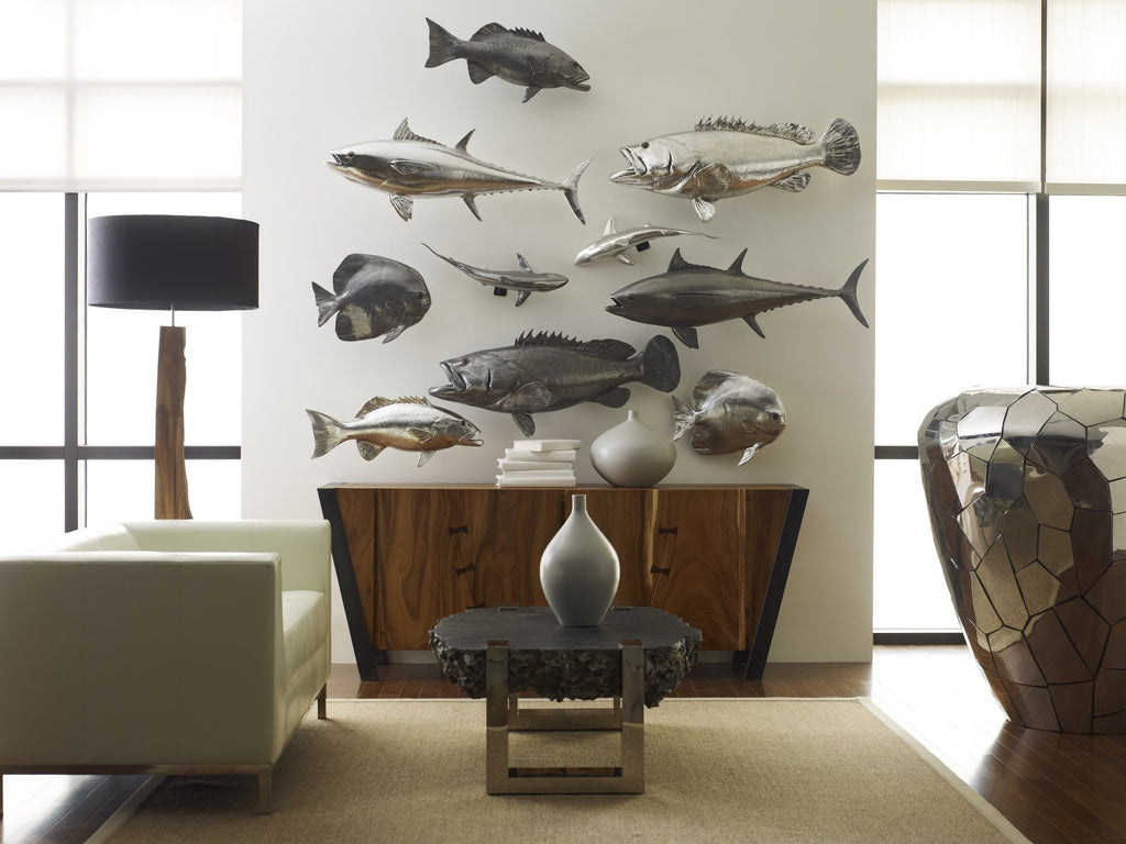 Estuary Cod Fish Wall Sculpture, Resin, Silver Leaf