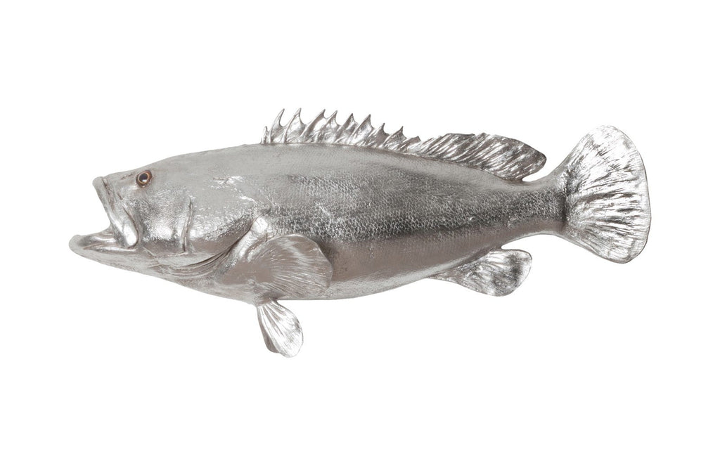 Estuary Cod Fish Wall Sculpture, Resin, Silver Leaf