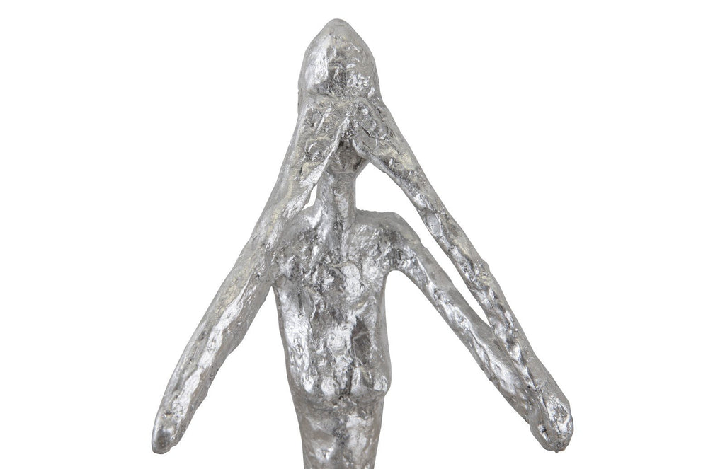 See No Evil Slender Sculpture, Small, Resin, Silver Leaf