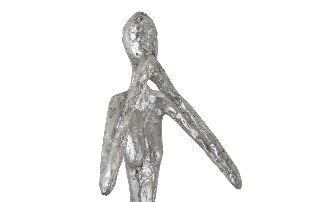 Speak No Evil Slender Sculpture, Small, Resin, Silver Leaf