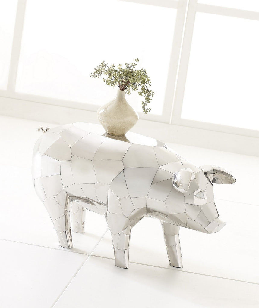 Crazy Cut Babe Pig Side Table, Stainless Steel, Silver