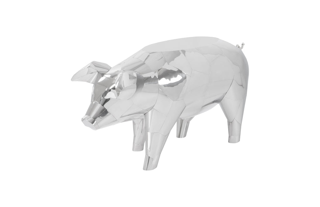 Crazy Cut Babe Pig Side Table, Stainless Steel, Silver