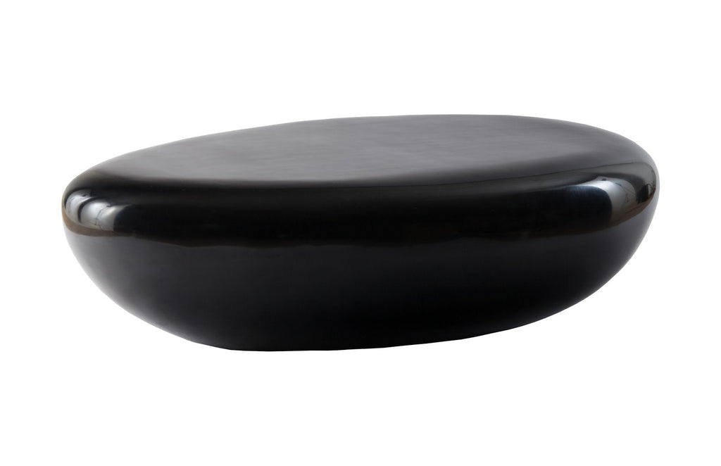 River Stone Coffee Table, Large, Gel Coat Black