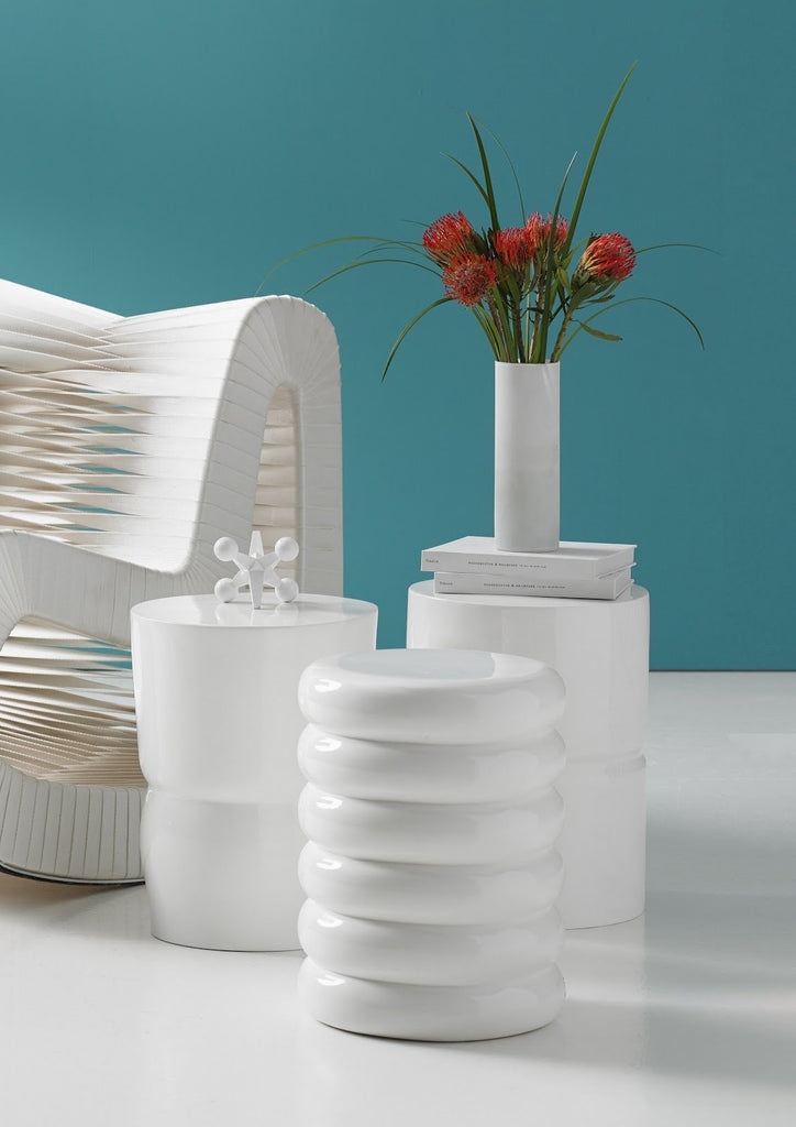 Ribbed Stool, Gel Coat White