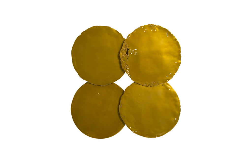 Cast Oil Drum Wall Discs, Liquid Gold, Set of 4