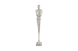 Tall Chiseled Male Sculpture, Resin, Silver Leaf