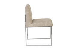 Frozen Dining Chair, Khaki Gray, Stainless Steel Frame